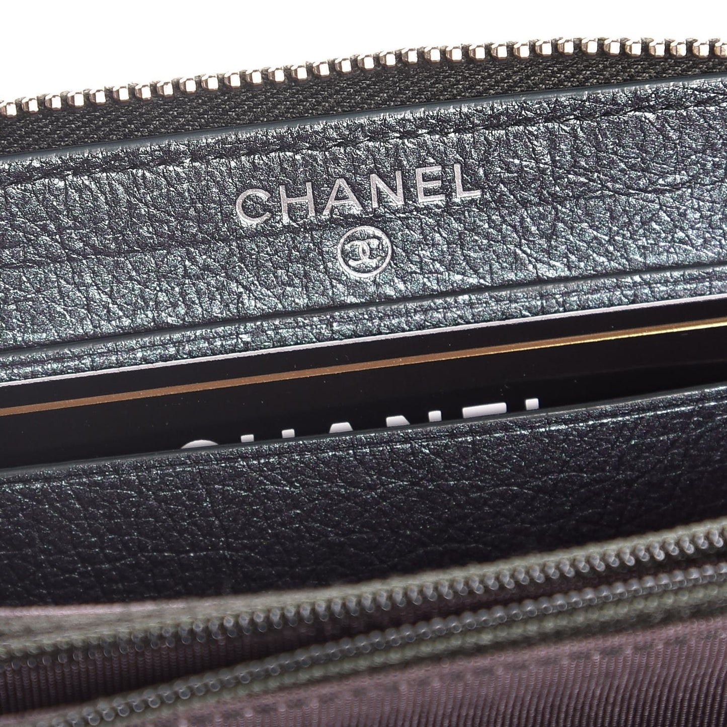 Iridescent Goatskin Quilted Small Zip Around Wallet Purple