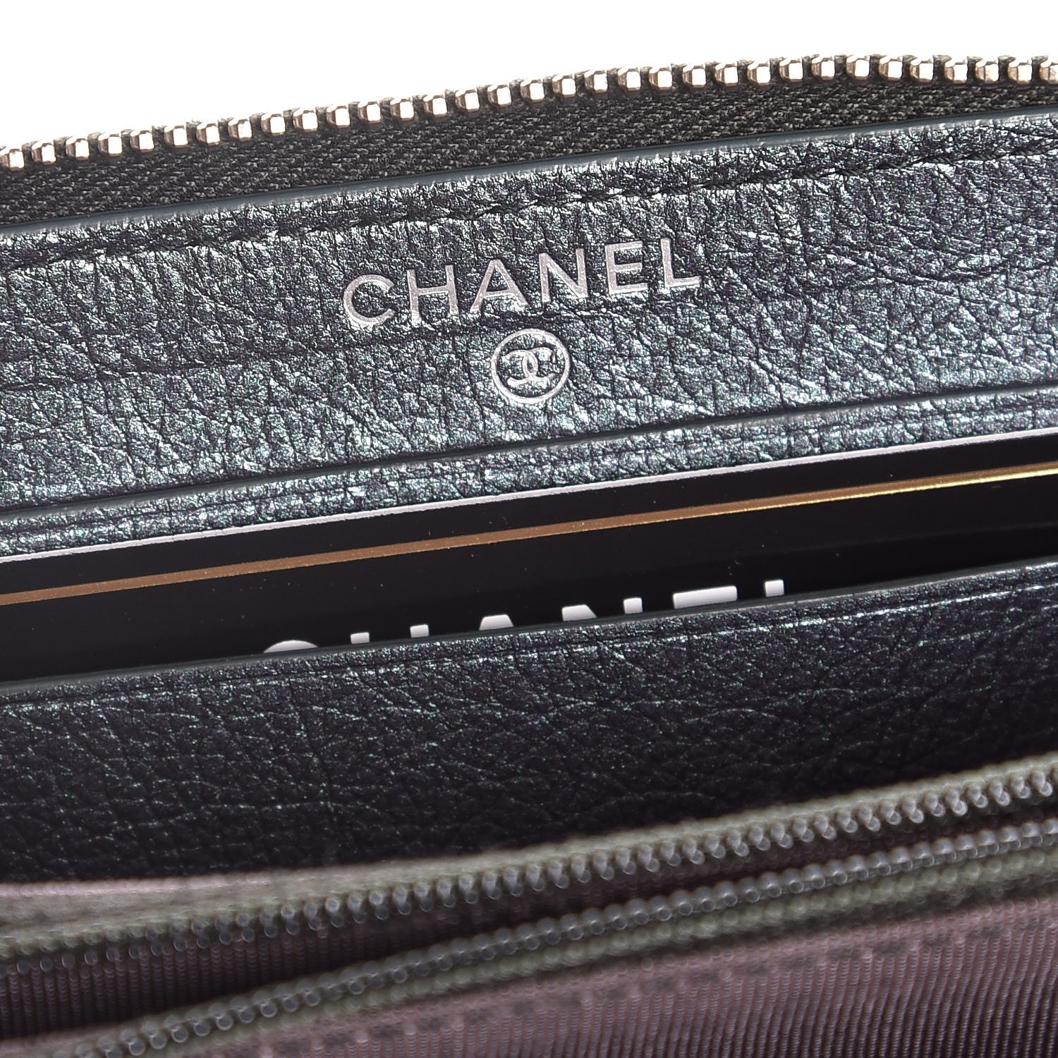 Chanel Iridescent Goatskin Quilted Small Zip Around Wallet Purple 6 of 9