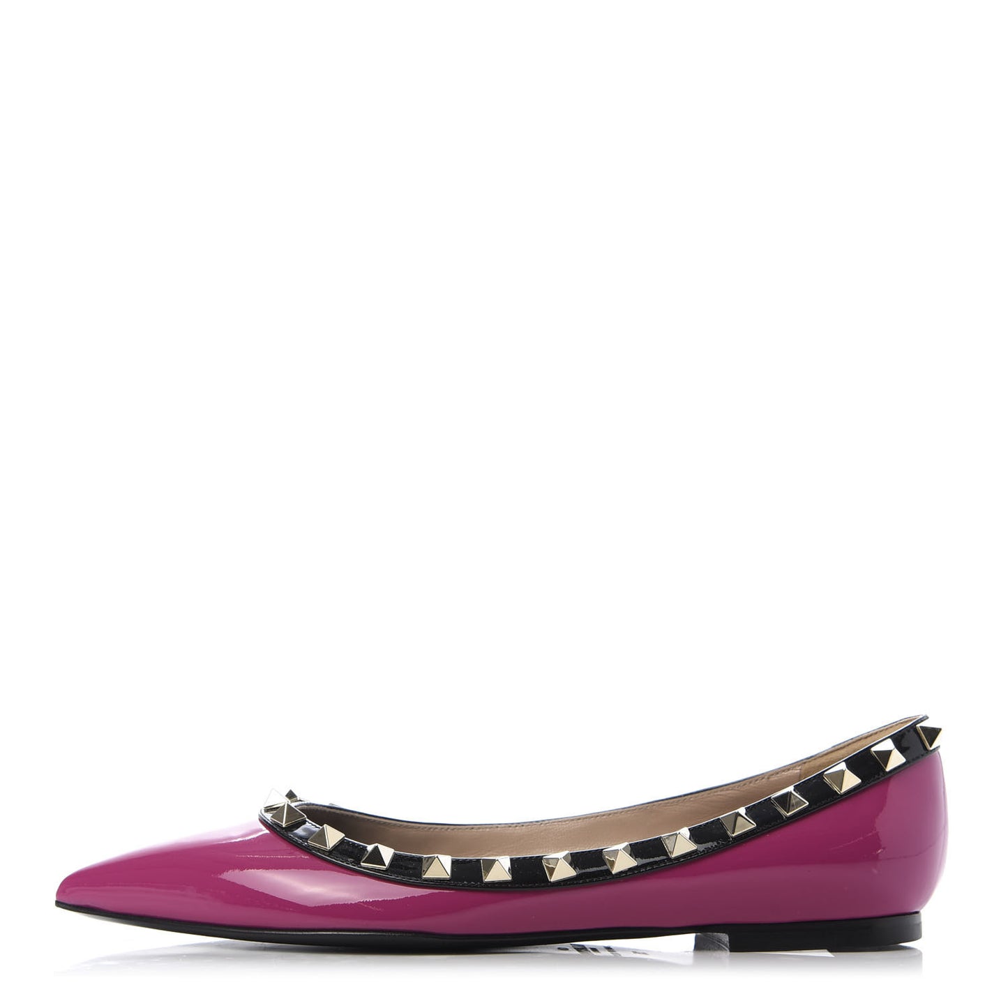 Patent Rockstud Ballerina Flats 35 Fuxia Black