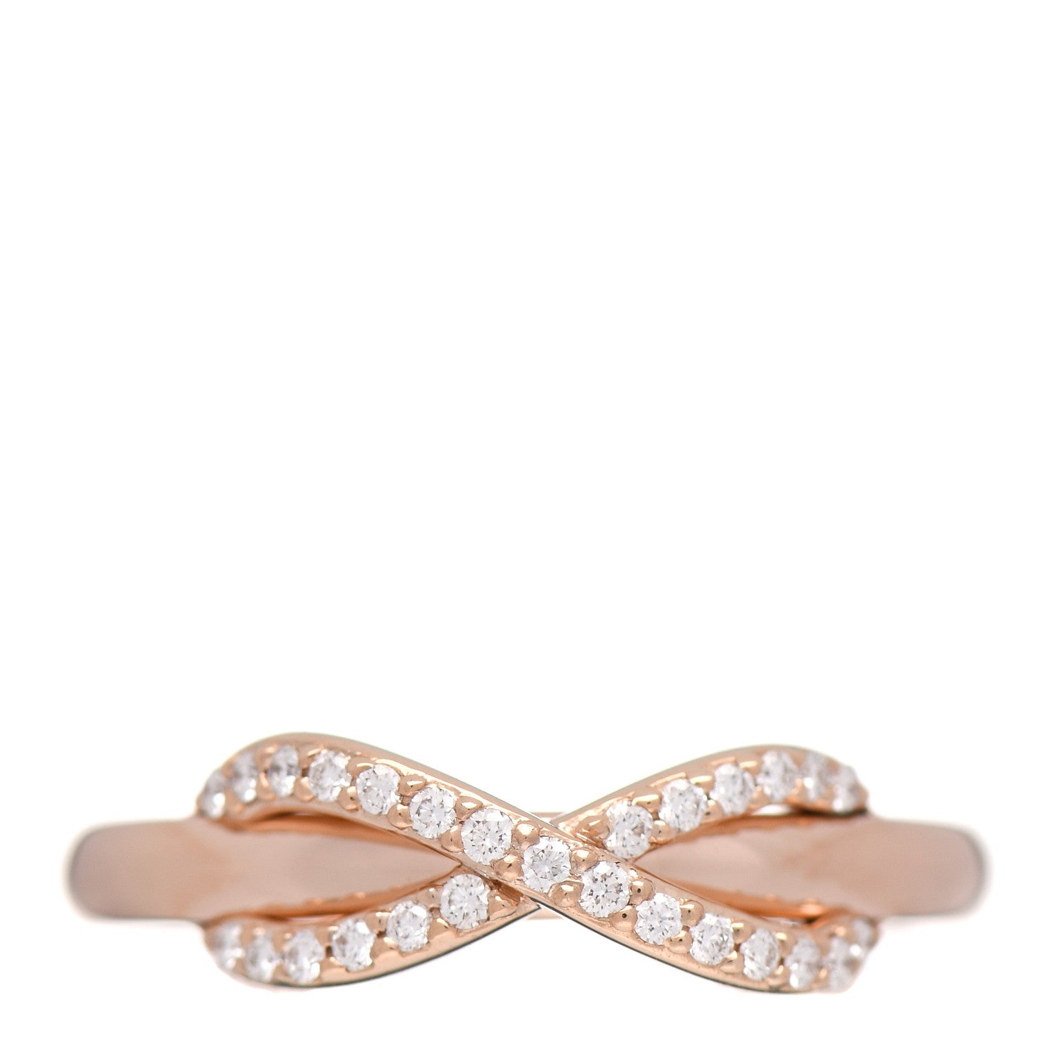 Tiffany 18K Rose Gold Diamond Infinity Ring 54 7 1 of 5
