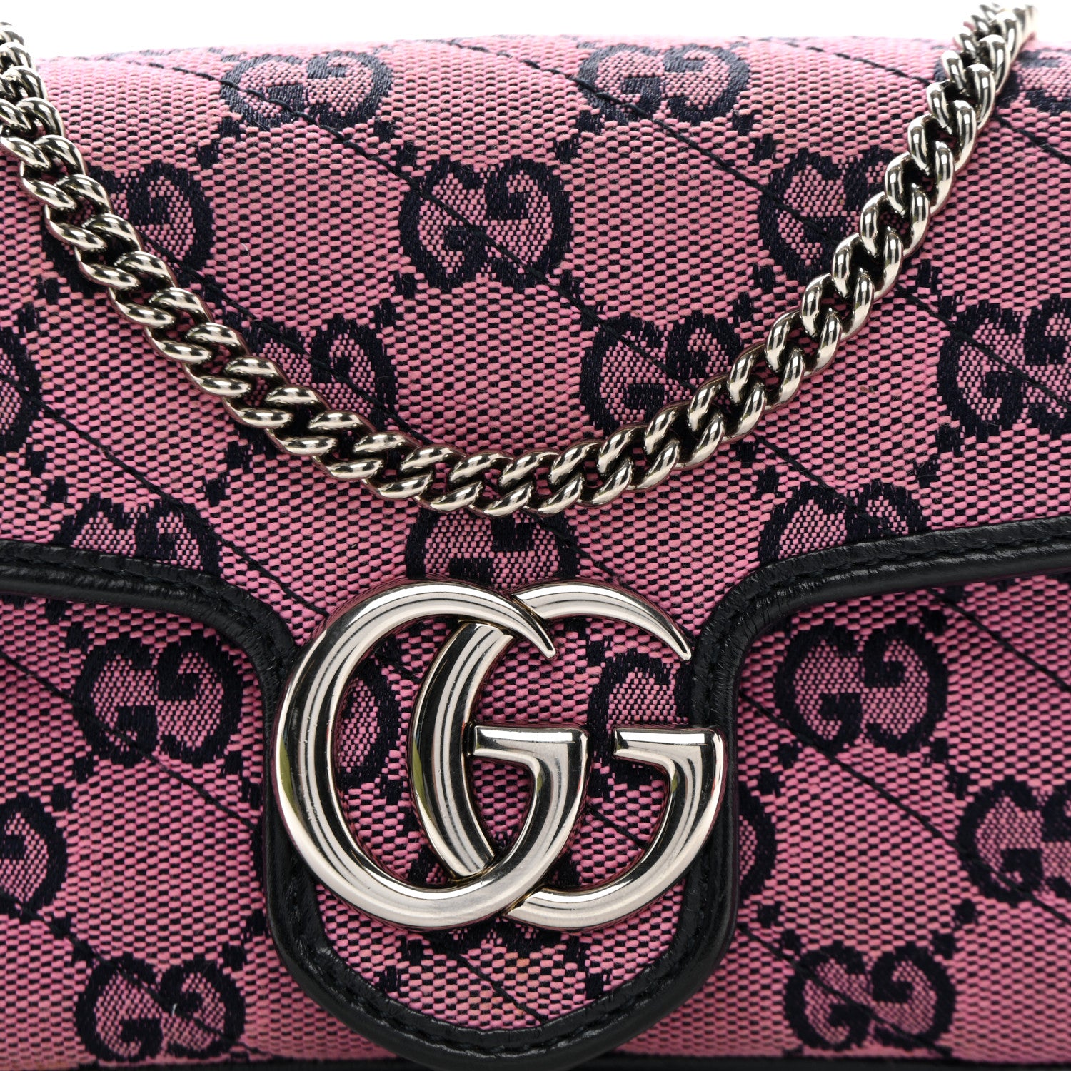 Gucci Monogram Multicolor Matelasse Diagonal Super Mini GG Marmont Shoulder Bag Pink Blue 8 of 11