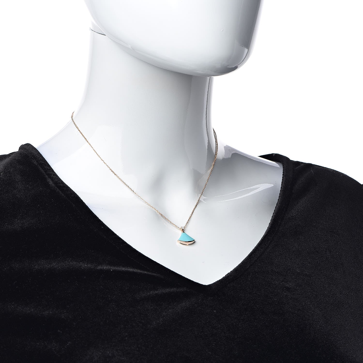 Bulgari 18K Rose Gold Diamond Turquoise Divas' Dream Pendant Necklace 2 of 7