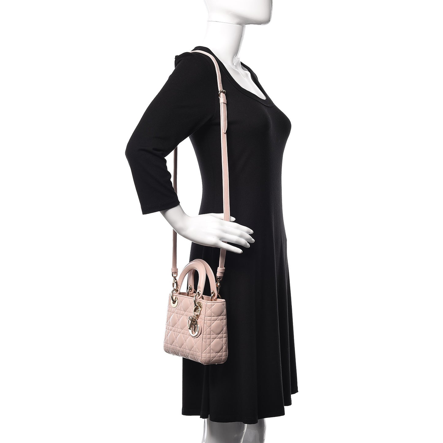 Lambskin Cannage Mini Lady Dior Rose Poudre