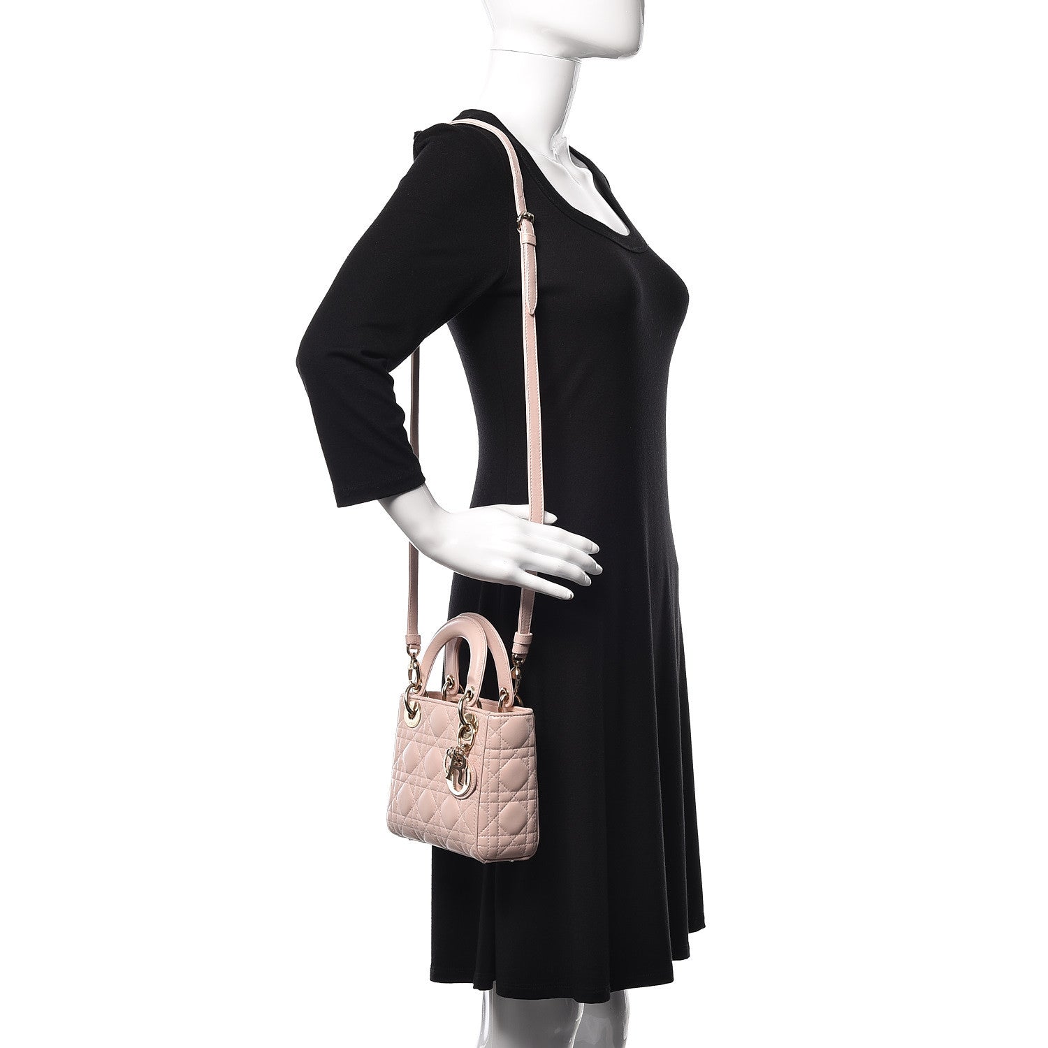 Christian Dior Lambskin Cannage Mini Lady Dior Rose Poudre 2 of 9