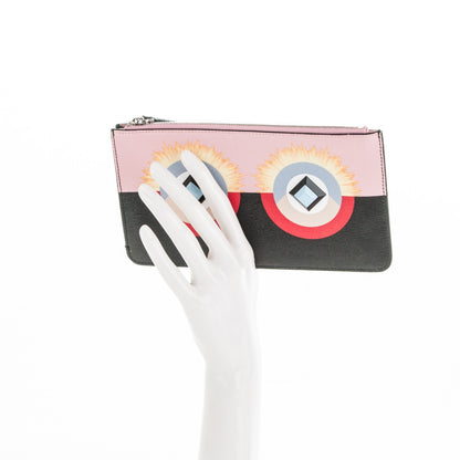 Fendi Vitello Elite Century Hypnoteyes Studded Zip Pouch Bubblegum Multicolor 2 of 7