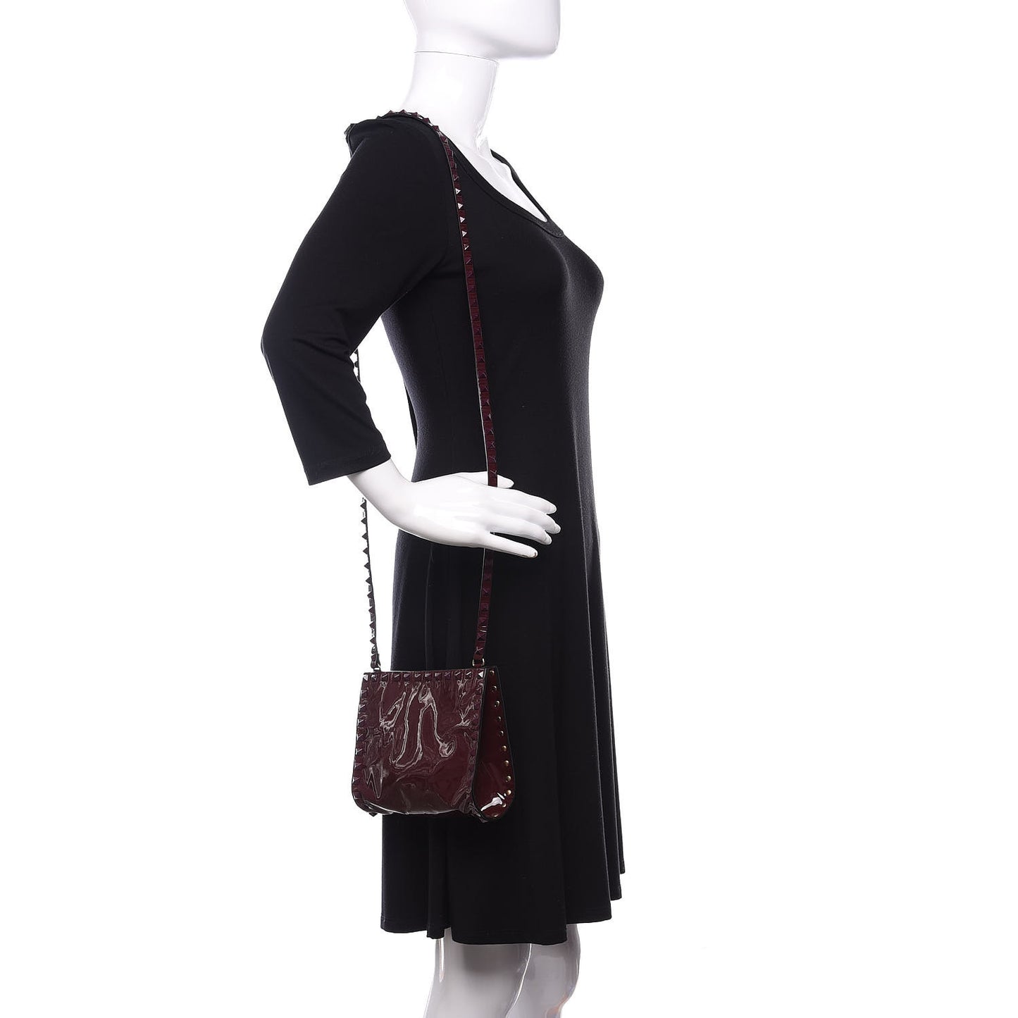 Patent Mini Rockstud Crossbody Bag Rubin