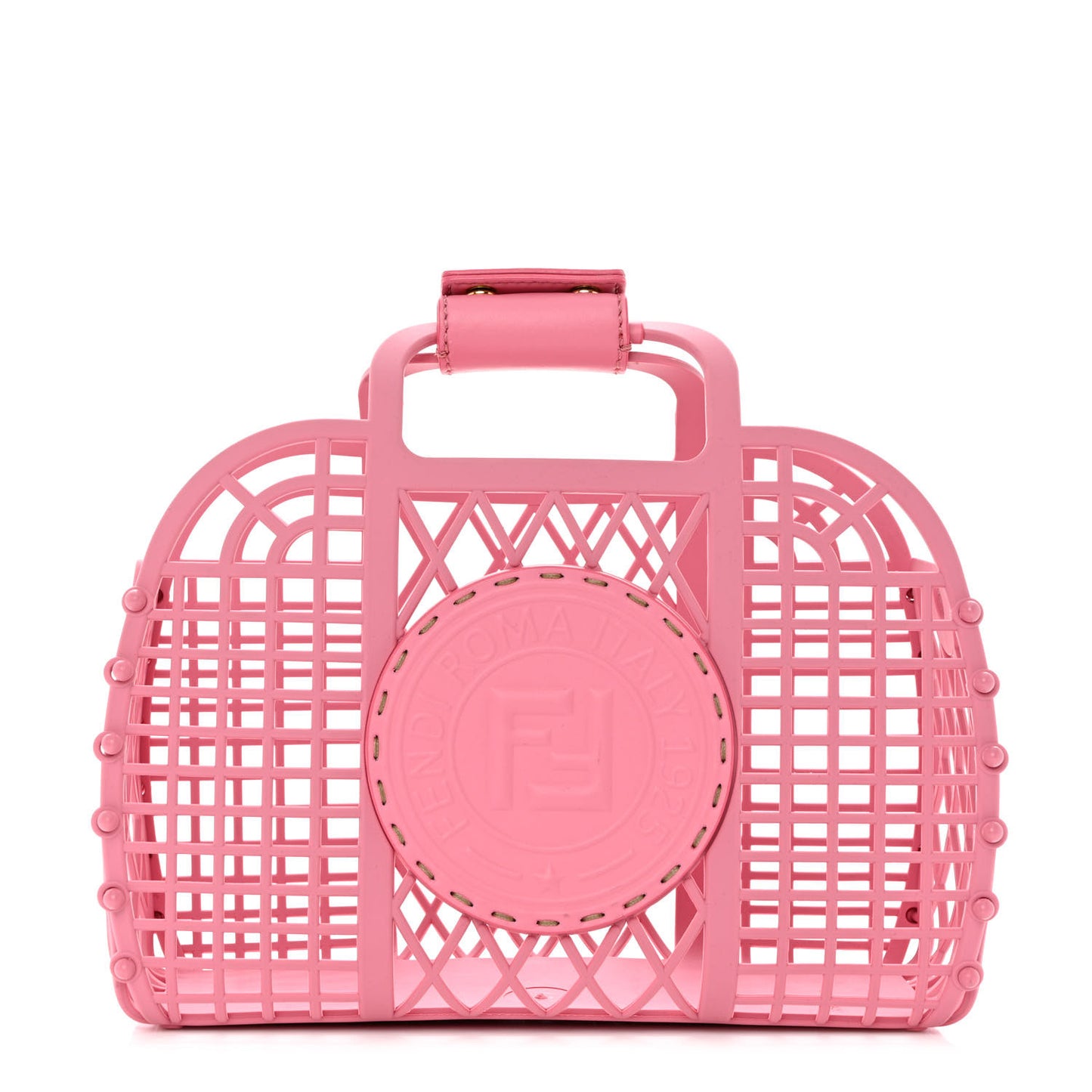 Recycled Plastic Vitello Liberty Matte Small Fendi Basket Rosa