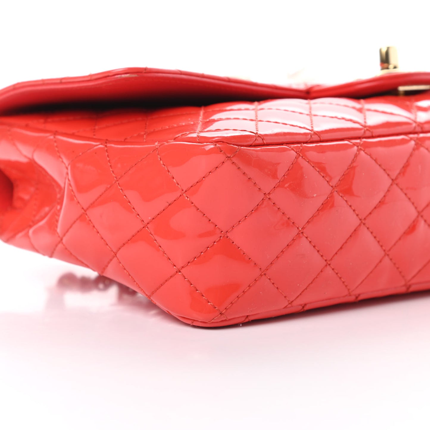 Patent Calfskin Quilted Valentine Charms Medium Single Flap Red