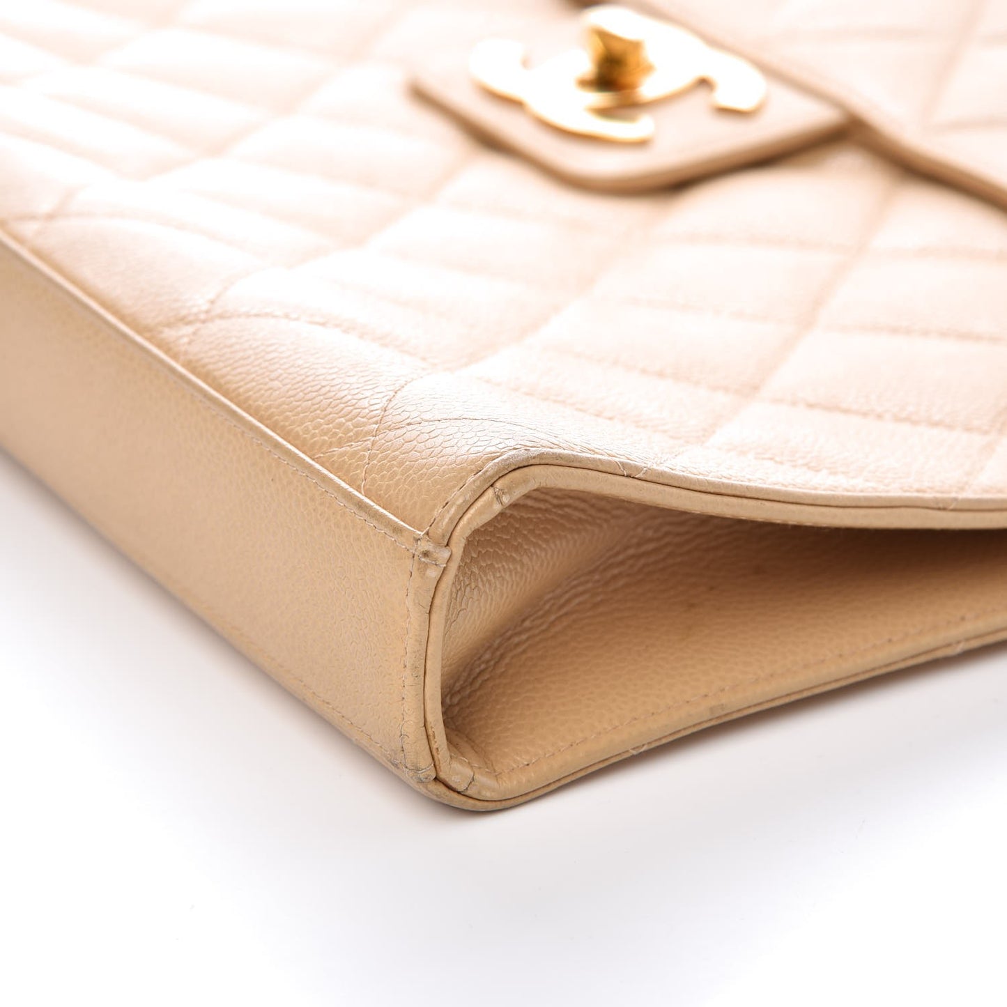 Caviar Quilted Briefcase Laptop Bag Beige