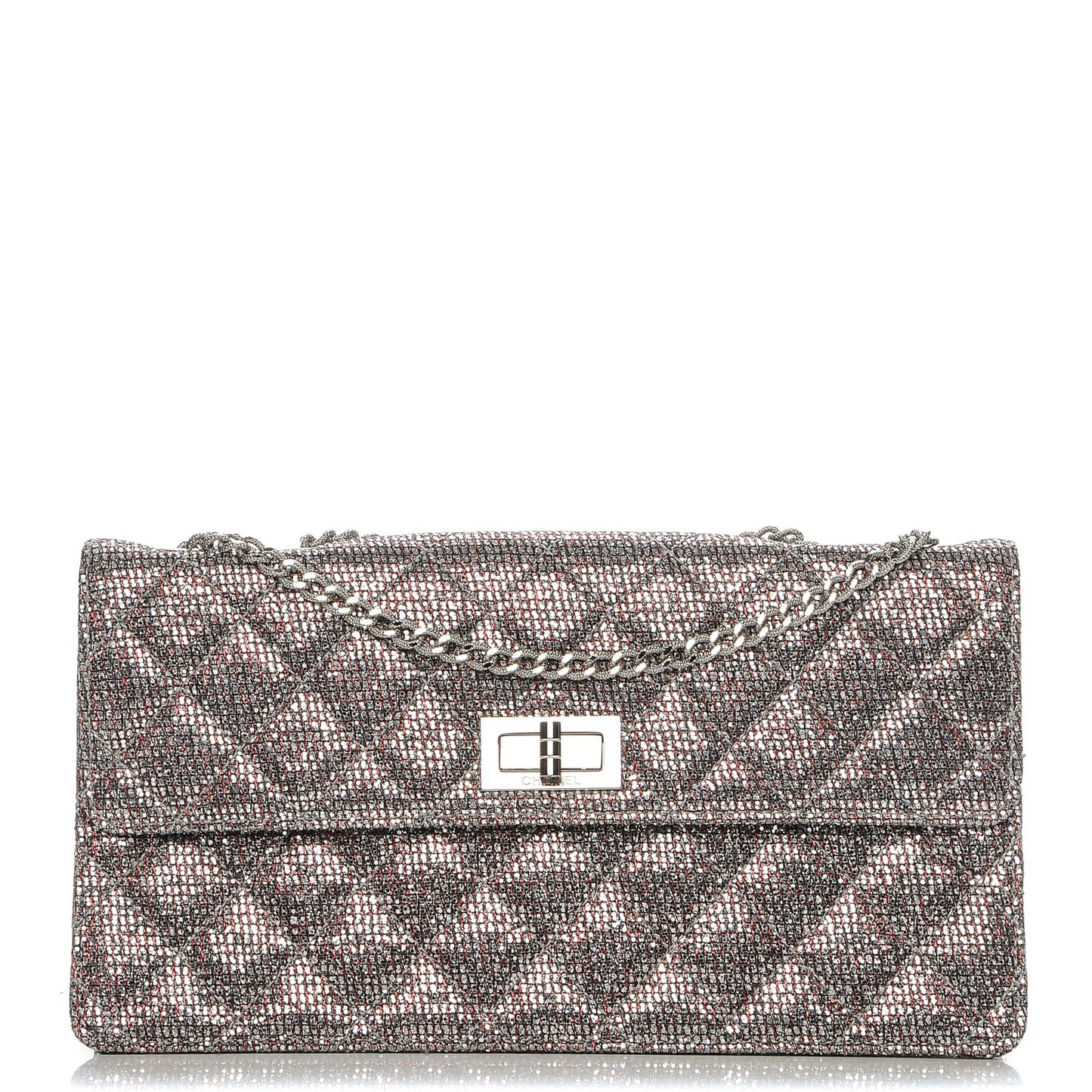 Crystal Quilted Mademoiselle Reissue 2.55 Flap Silver