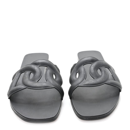 Hermes Rubber Aloha Sandals 38 Black 3 of 9