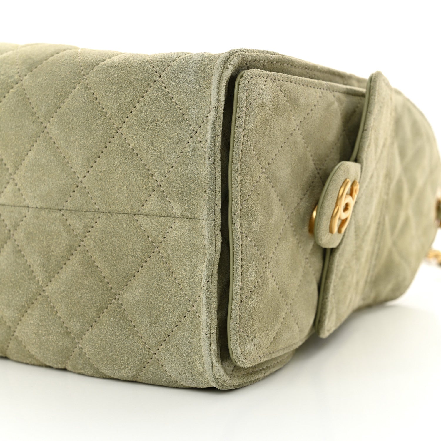Chanel Suede Quilted Small Chanel 25 Handbag Khaki 1655870