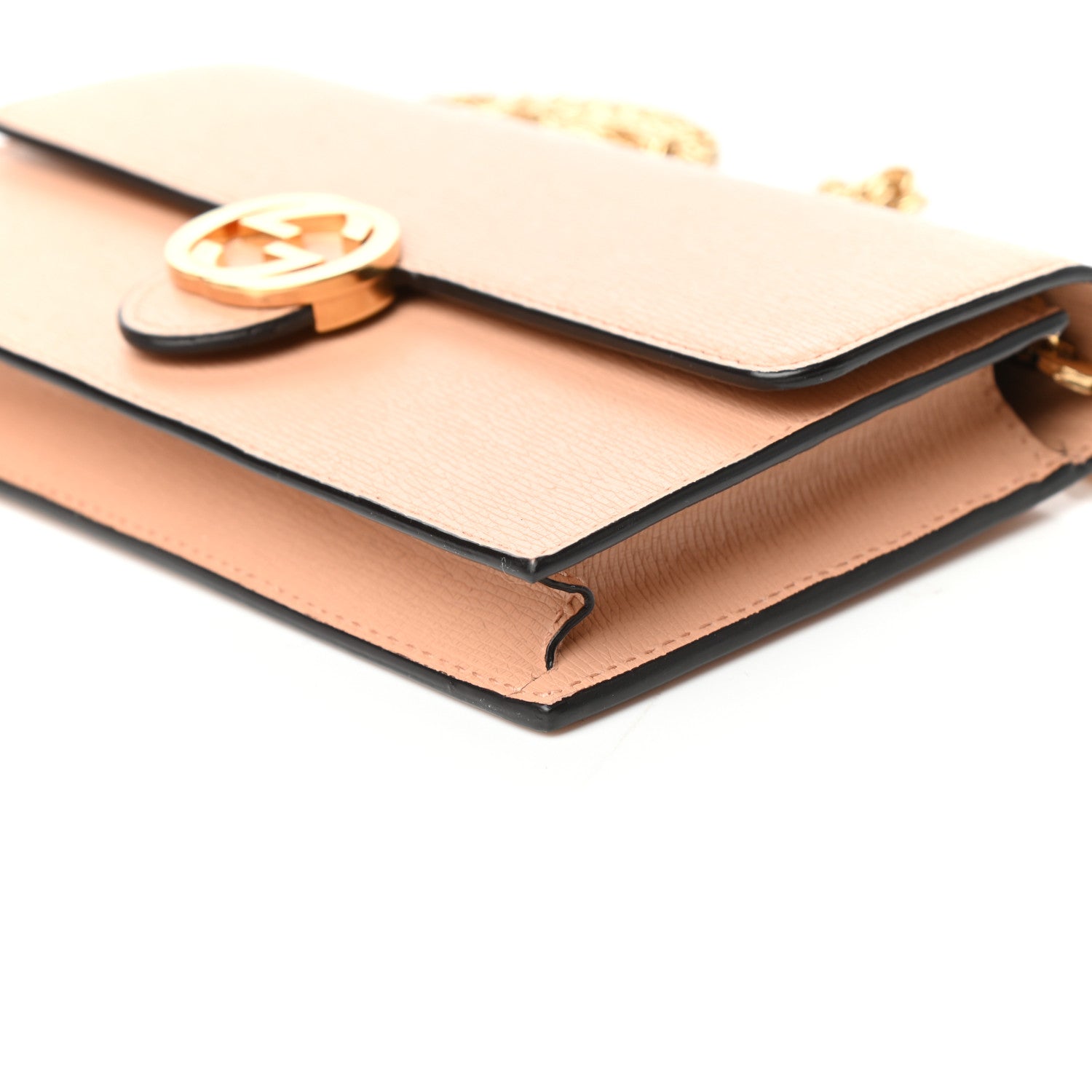 Gucci Textured Calfskin Icon Chain Wallet Pink Apricot 8 of 8