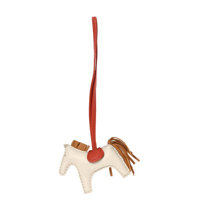 Hermes Milo Lambskin Grigri Rodeo Horse Bag Charm PM Craie Sesame Cornaline 1 of 4