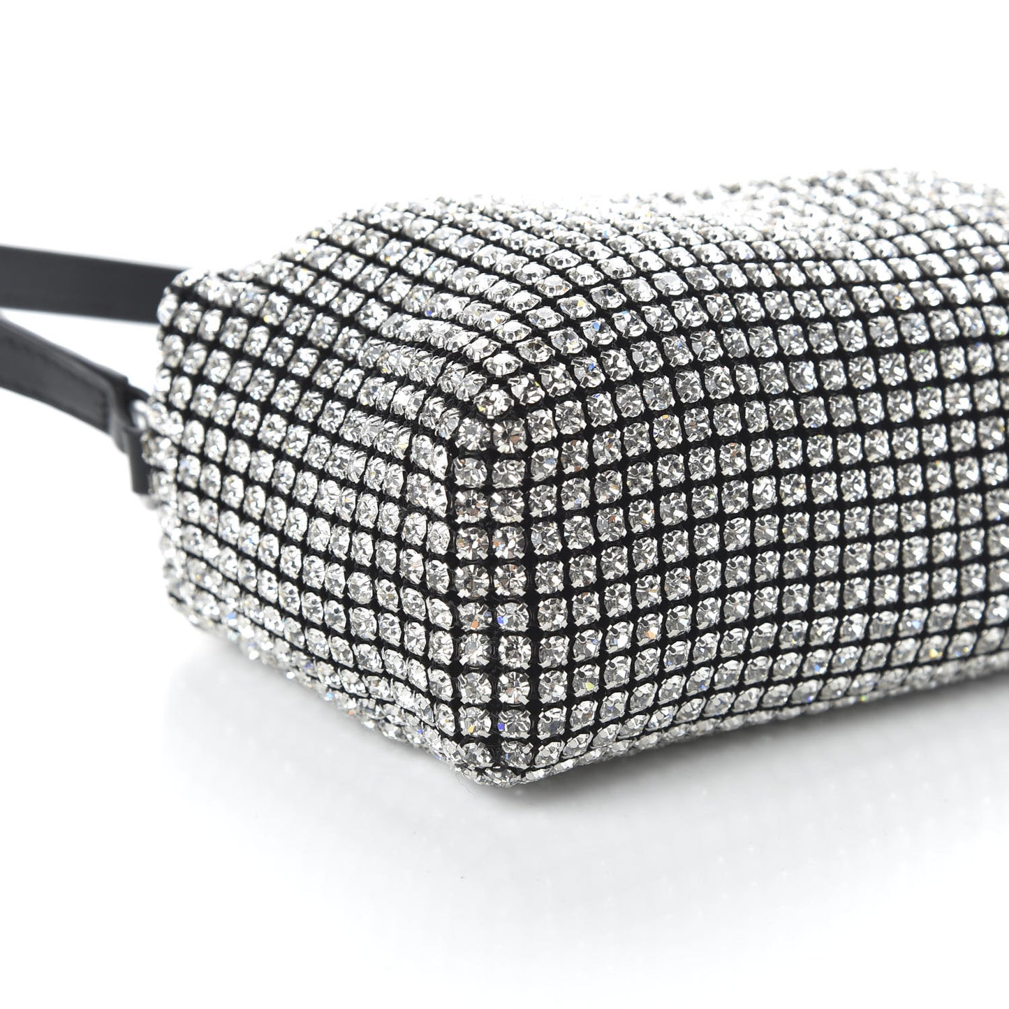 Mesh Crystal Rhinestone Mini Heiress Pouch Black Silver