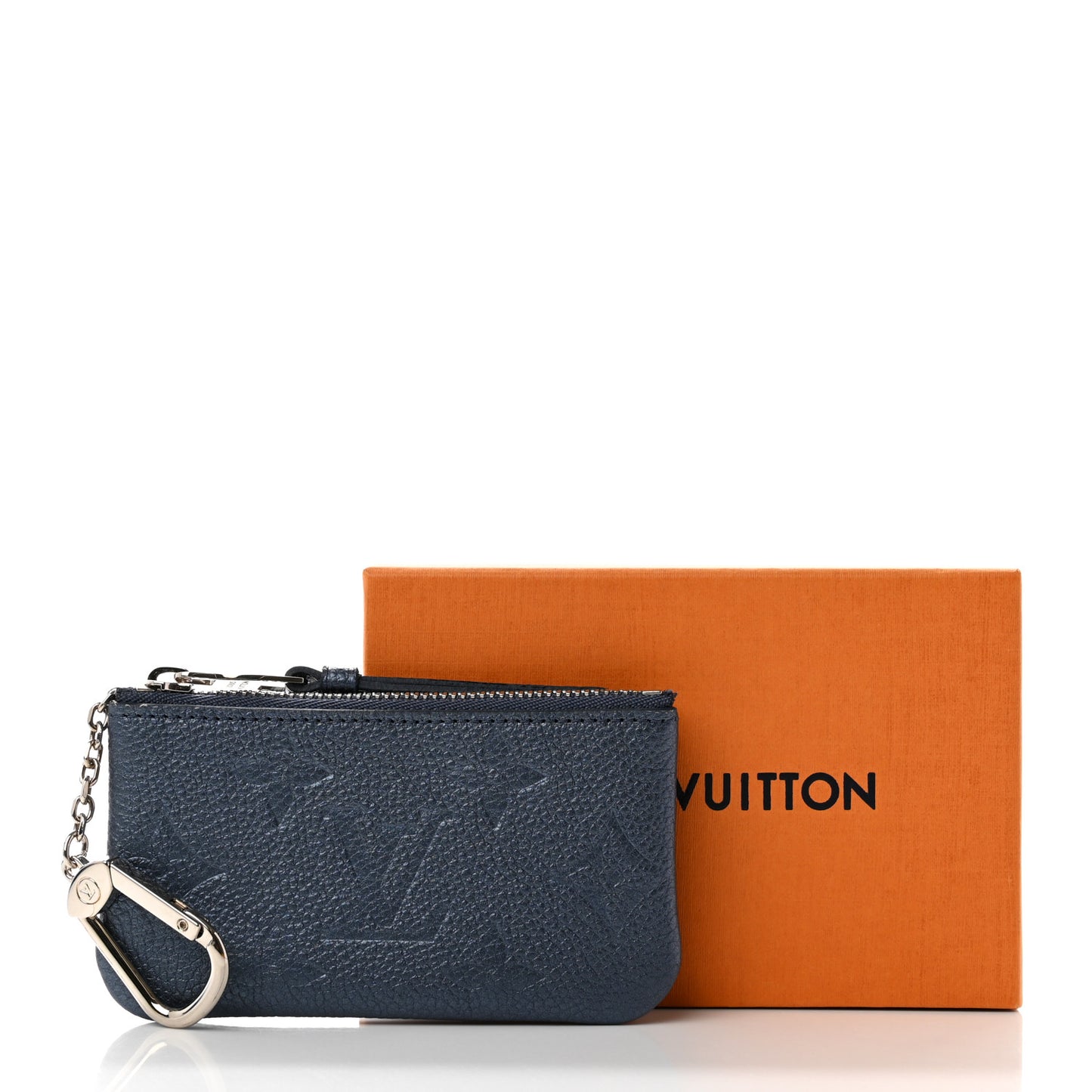 Metallic Empreinte Monogram Giant Key Pouch Navy Nacre