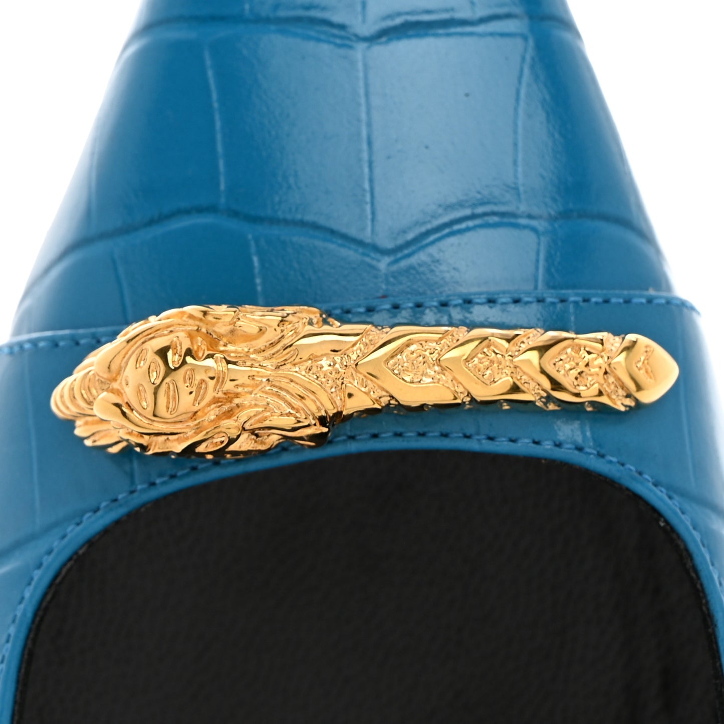 Calfskin Crocodile Print Square Slingback Pumps 40 Bright Sapphire
