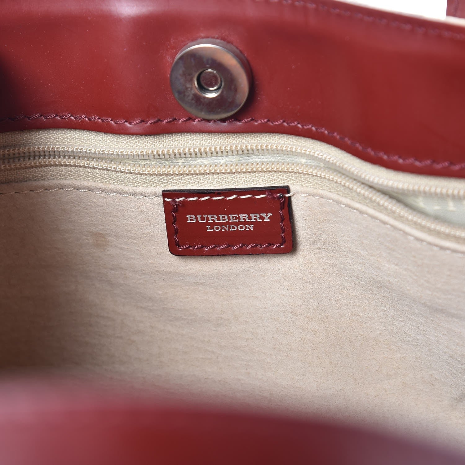 Burberry Haymarket Check Tote Red 6 of 7