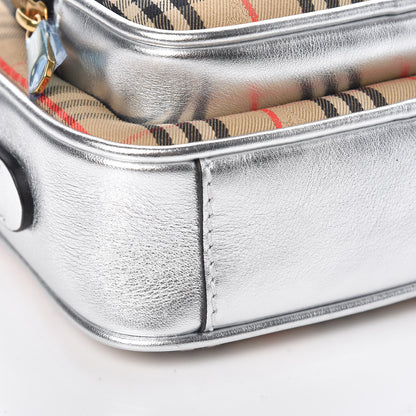 Burberry Smooth Calfskin 1983 Knight Check Link Camera Bag Silver 7 of 8