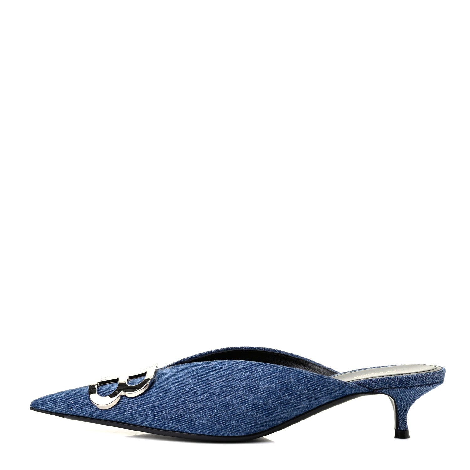 Balenciaga Japanese Vintage Denim BB Knife Pointed Toe 40mm Mules 38.5 Light Blue 1 of 12