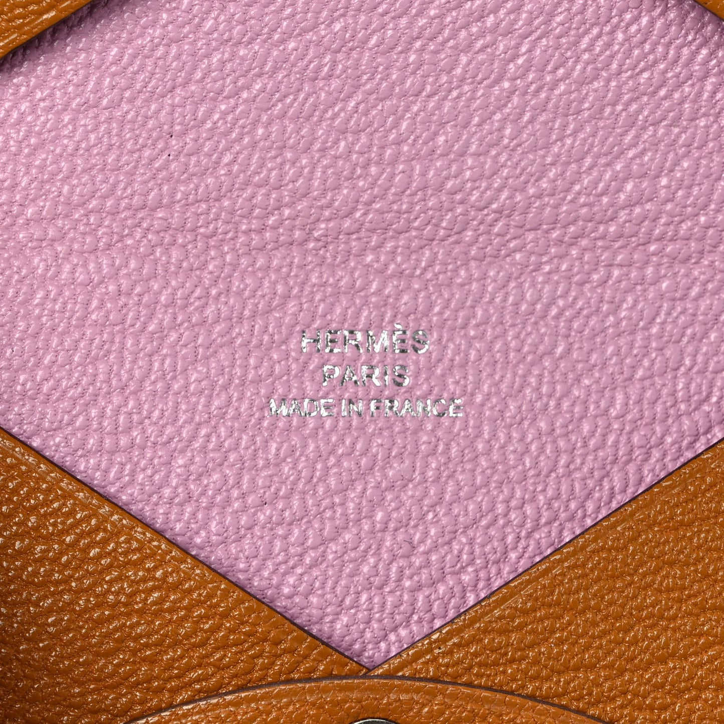 Chevre Mysore Verso Calvi Card Case Caramel Rose Sakura