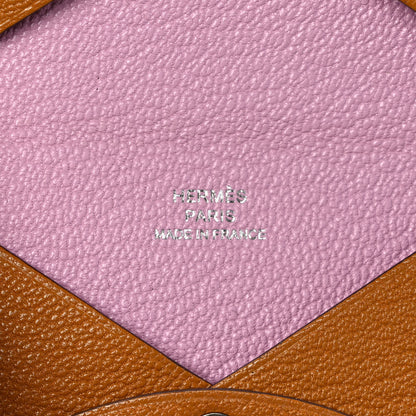 Hermes Chevre Mysore Verso Calvi Card Case Caramel Rose Sakura 6 of 7