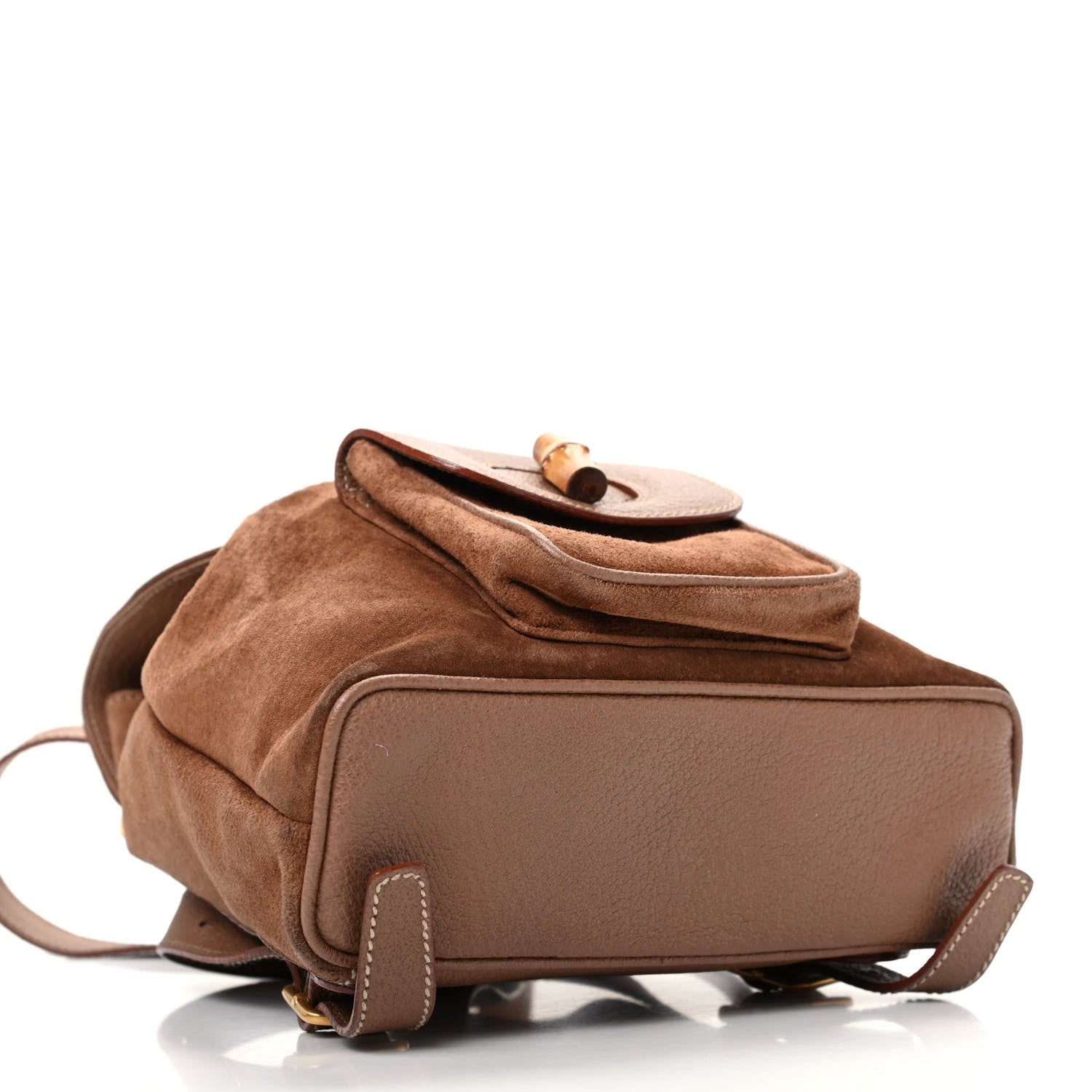 Gucci Suede Calfskin Bamboo Backpack Brown 4 of 10