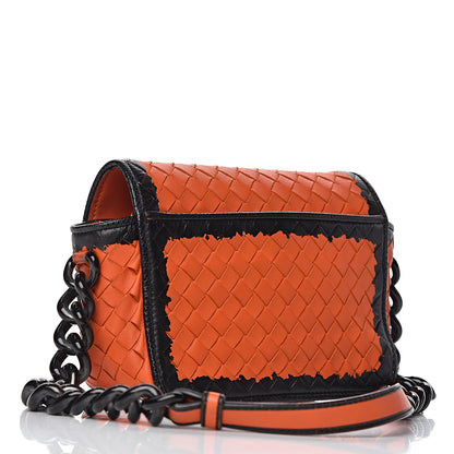 Bottega Veneta Nappa Intrecciato Mini Glass Shoulder Bag Orange Black 3 of 11