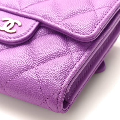 Chanel Caviar Quilted Compact Flap Wallet Purple 9 of 10