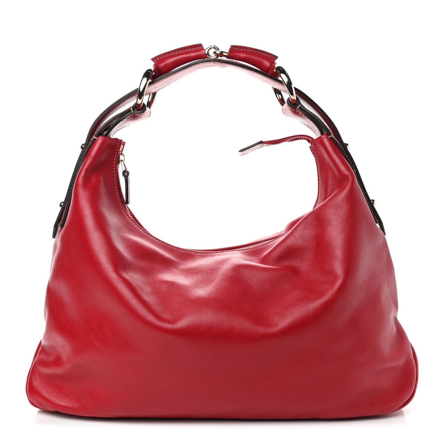 Calfskin Medium Horsebit Chain Hobo Red