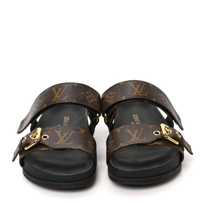 Louis Vuitton Monogram Bom Dia Mule Sandals 35 Black 2 of 7