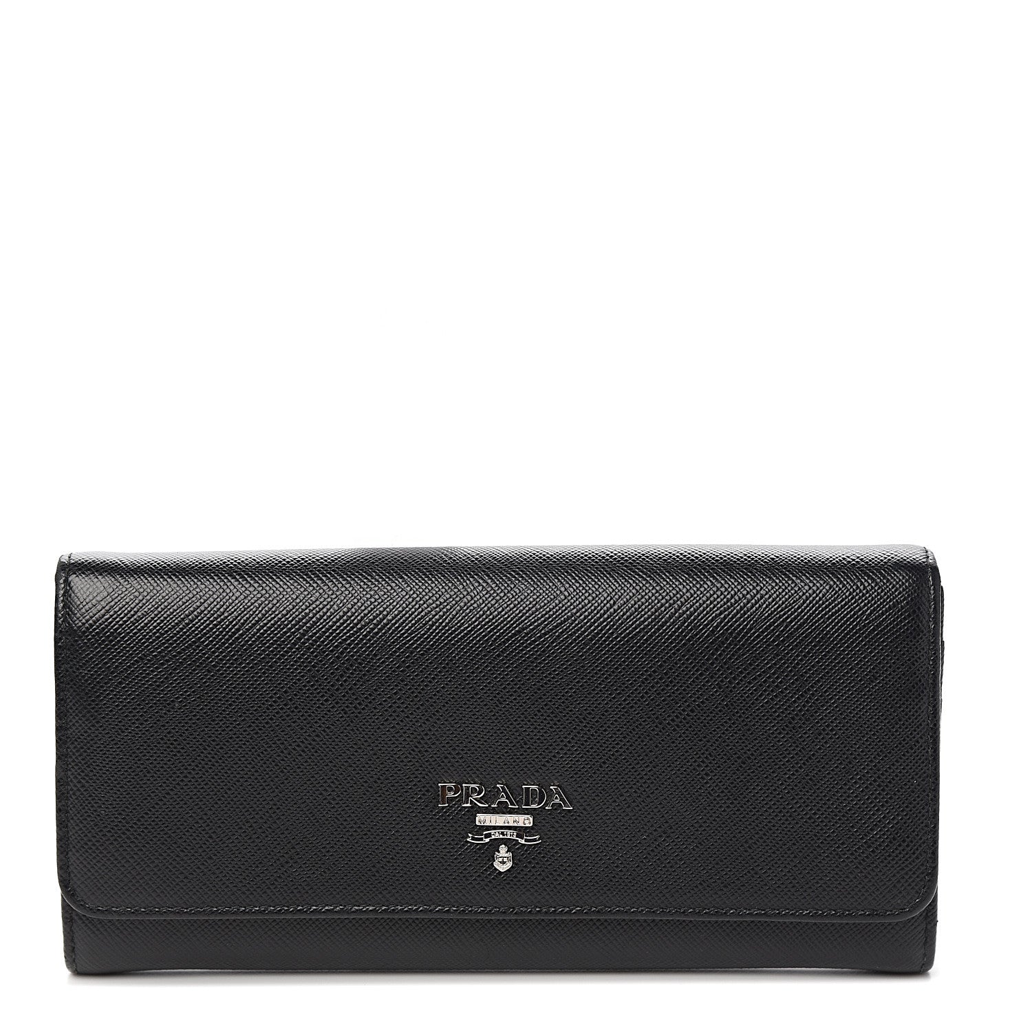 Prada Saffiano Continental Flap Wallet Black 1 of 7