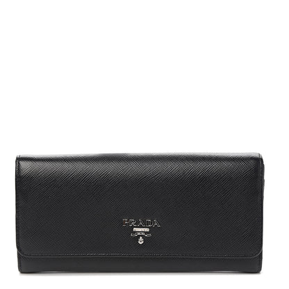 Prada Saffiano Continental Flap Wallet Black 1 of 7
