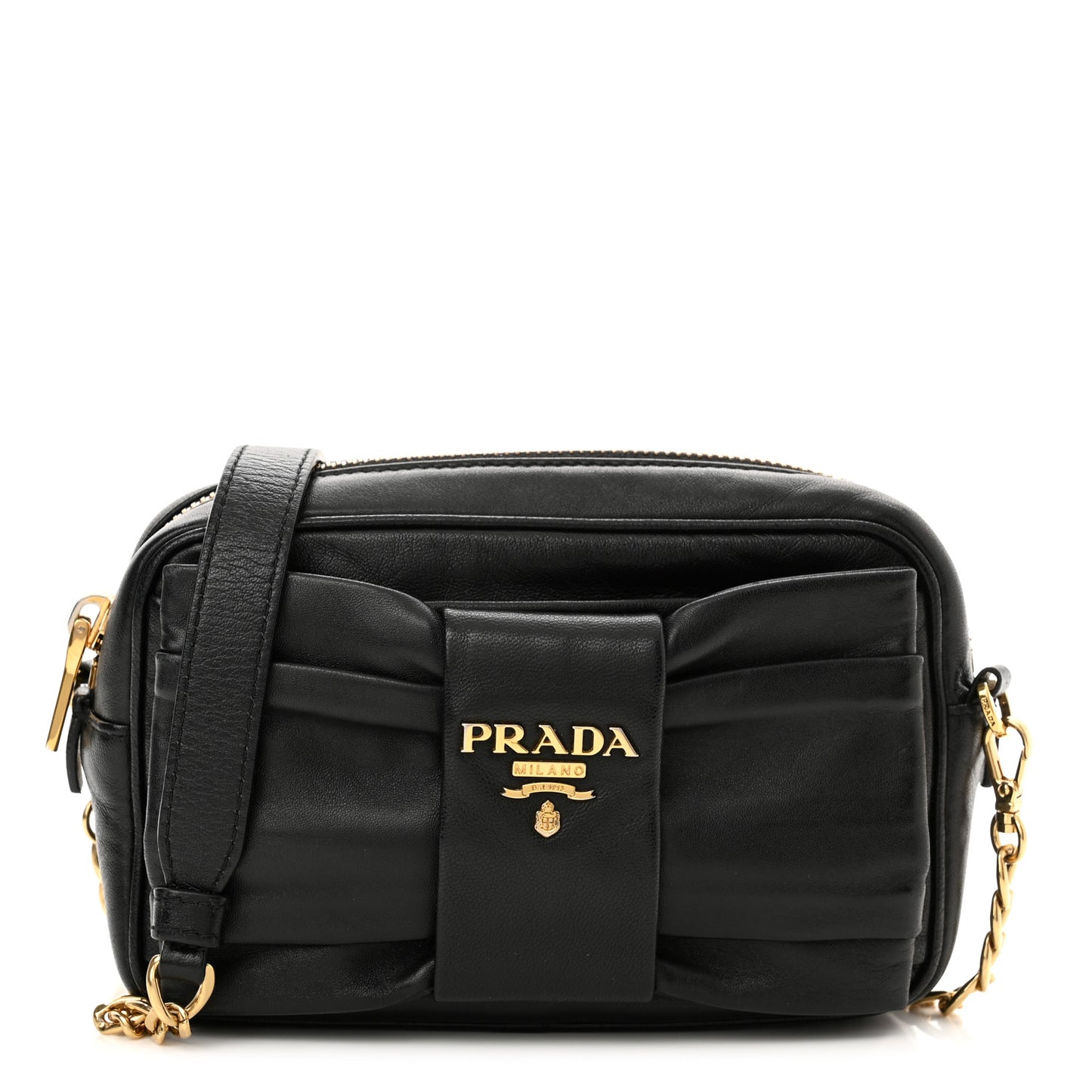 Nappa Fiocco Bow Crossbody Clutch Black