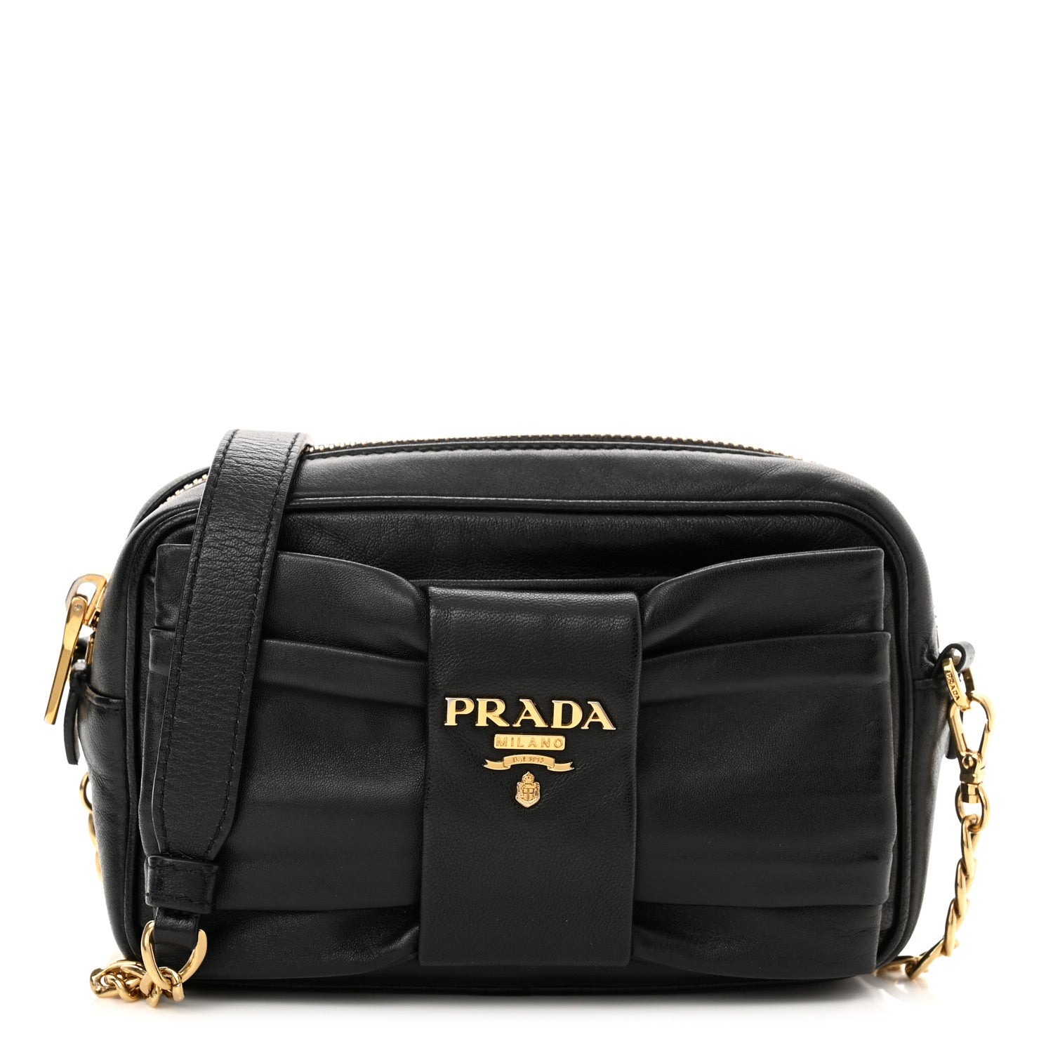 Prada Nappa Fiocco Bow Crossbody Clutch Black 1 of 8