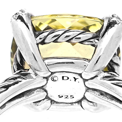 David Yurman Sterling Silver Diamond Lemon Citrine 11mm Chatelaine Ring 49 5 4 of 4