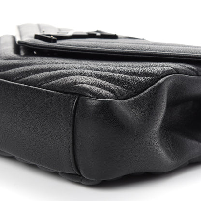 Saint Laurent Sheepskin Matelasse Chevron Monogram Monochrome Medium College Bag Black 9 of 12