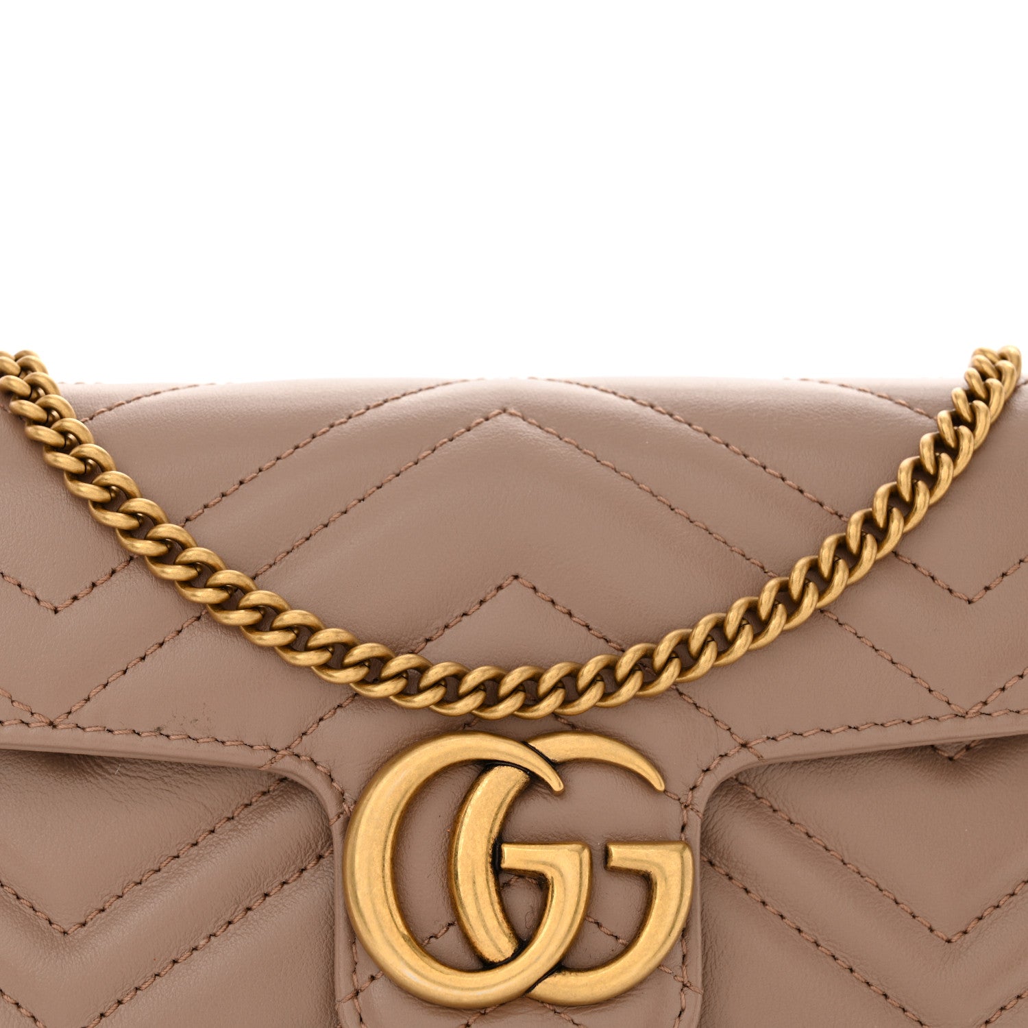 Gucci Calfskin Matelasse Super Mini GG Marmont Shoulder Bag Porcelain Rose 8 of 11