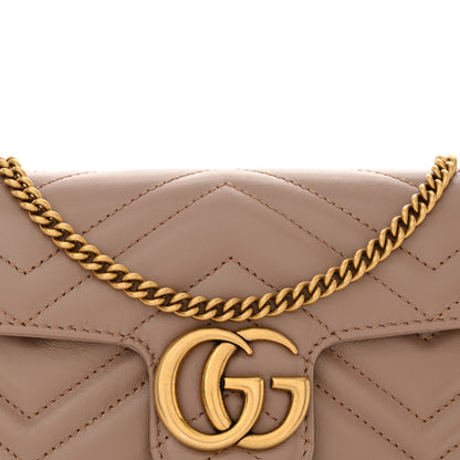 Gucci Calfskin Matelasse Super Mini GG Marmont Shoulder Bag Porcelain Rose 8 of 11