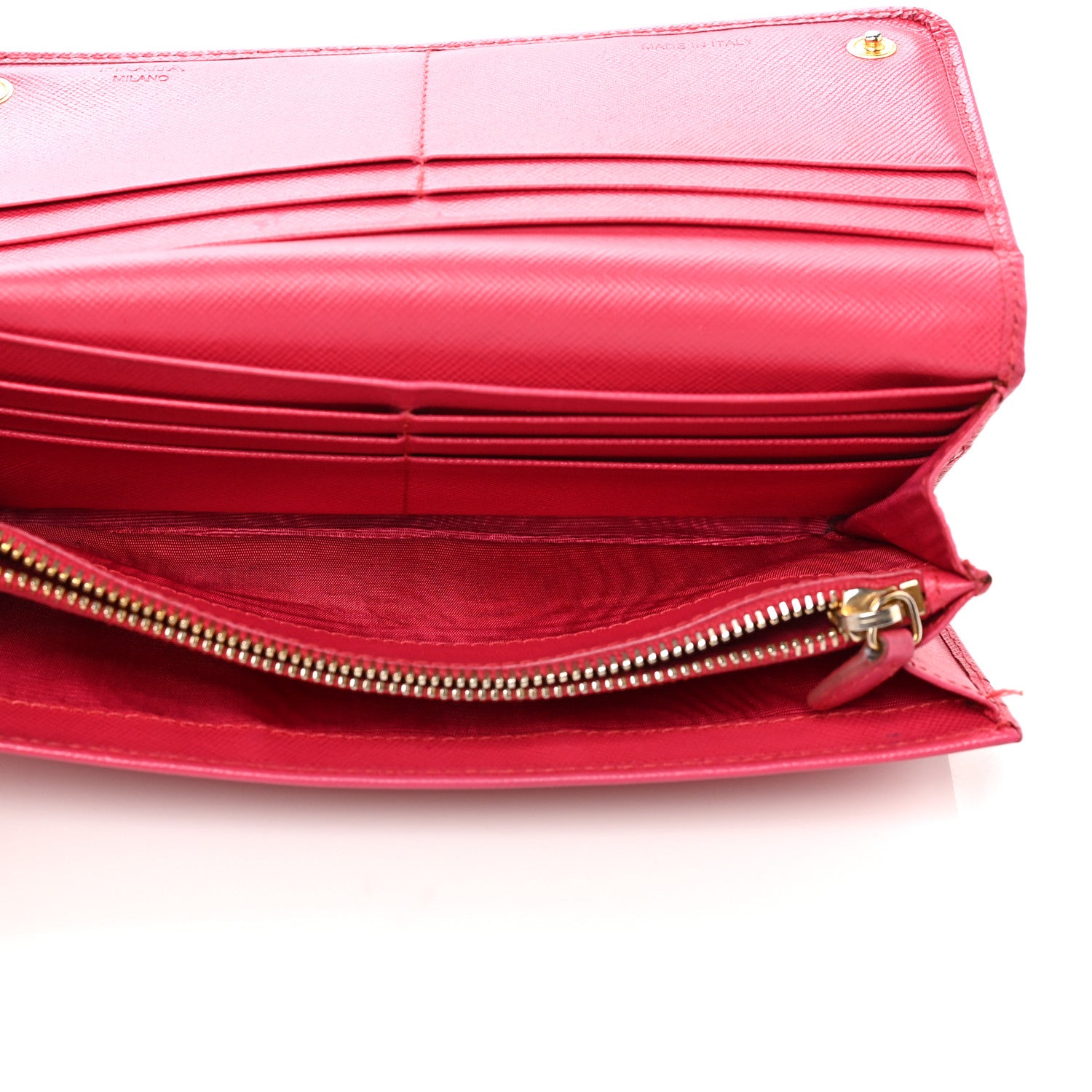 Prada Saffiano Metal Continental Flap Wallet Peonia 5 of 15