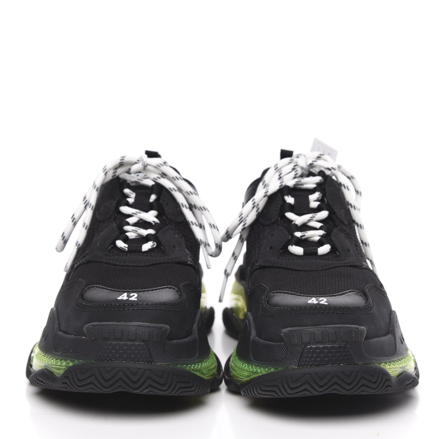 Balenciaga Fabric Mesh Clear Sole Mens Triple S Sneakers 42 Black Yellow Fluo 2 of 7
