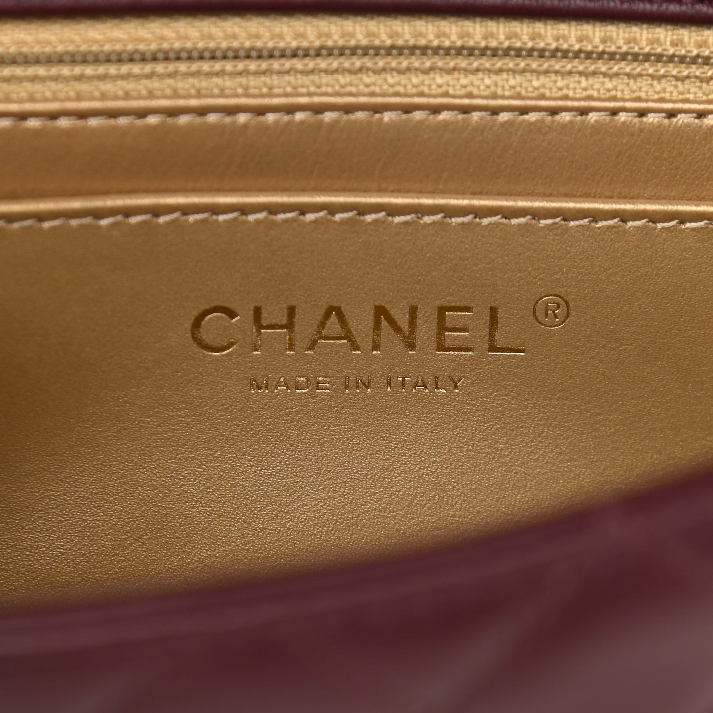 Lambskin Quilted Mini Rectangular Pearl Crush Flap Burgundy