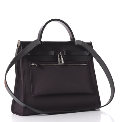 Hermes Military Toile Vache Hunter Herbag Zip PM 31 Prune Black 4 of 13