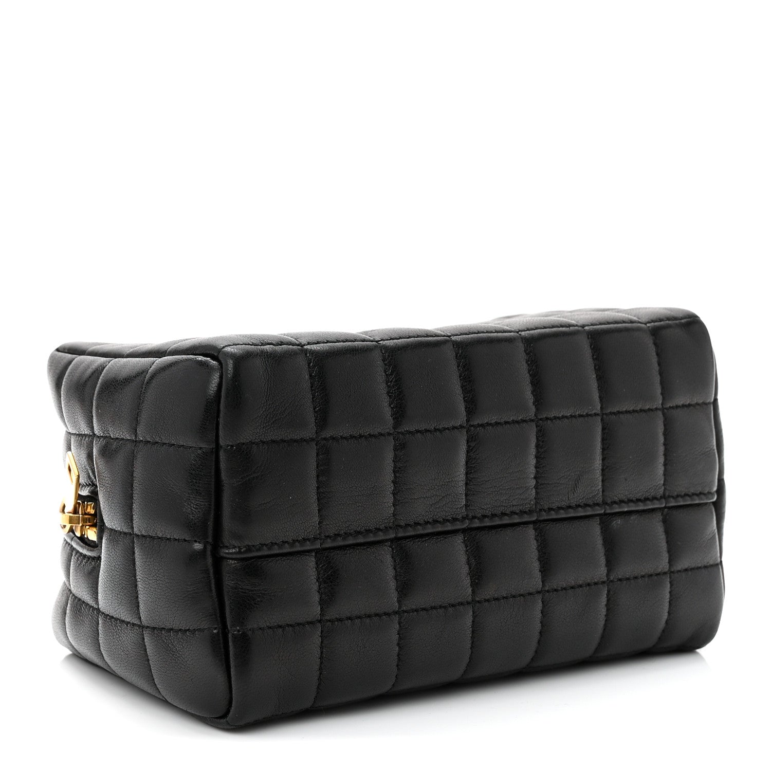 Saint Laurent Lambskin Quilted Cassandre Small Cosmetic Pouch Black 4 of 7