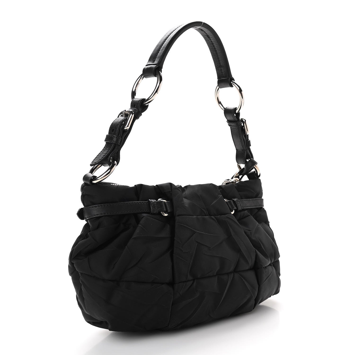 Prada Tessuto Nylon Quilted Shoulder Bag Black 2 of 9