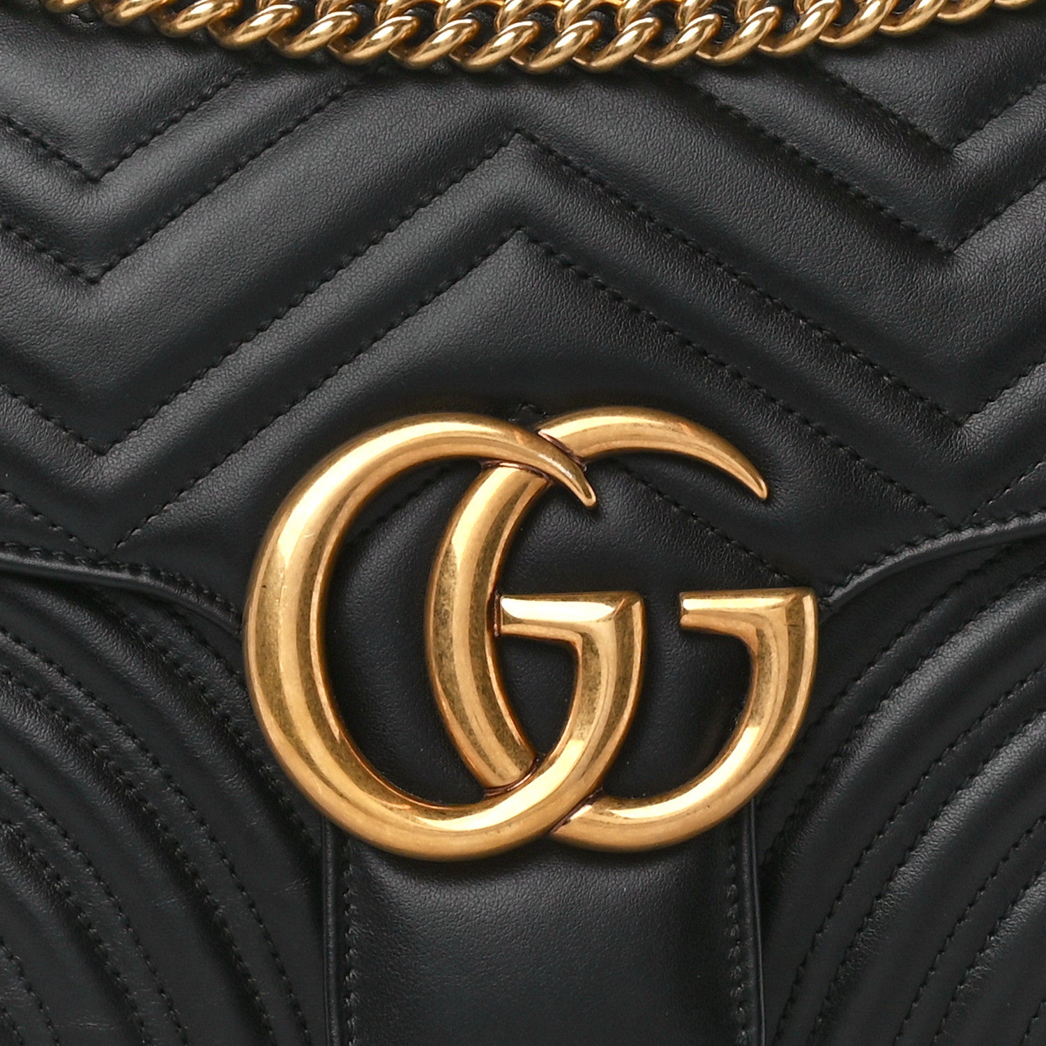 Gucci Calfskin Matelasse Medium GG Marmont Shoulder Bag Black 9 of 11