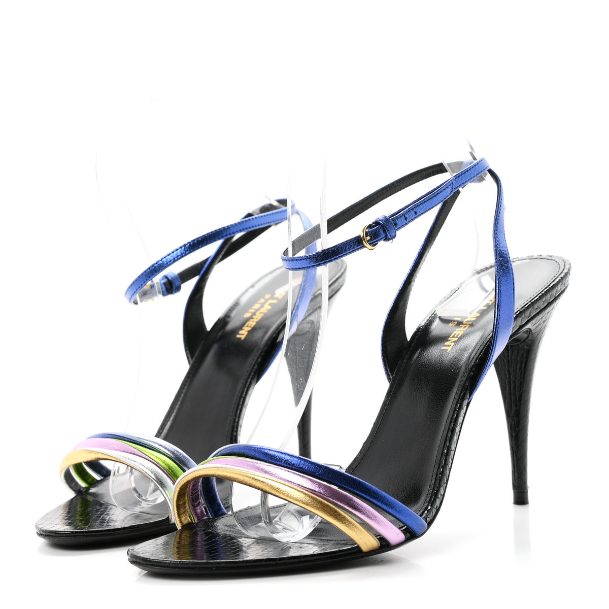 Metallic Calfskin Manhattan Ankle Strap Sandal 40 Multicolor