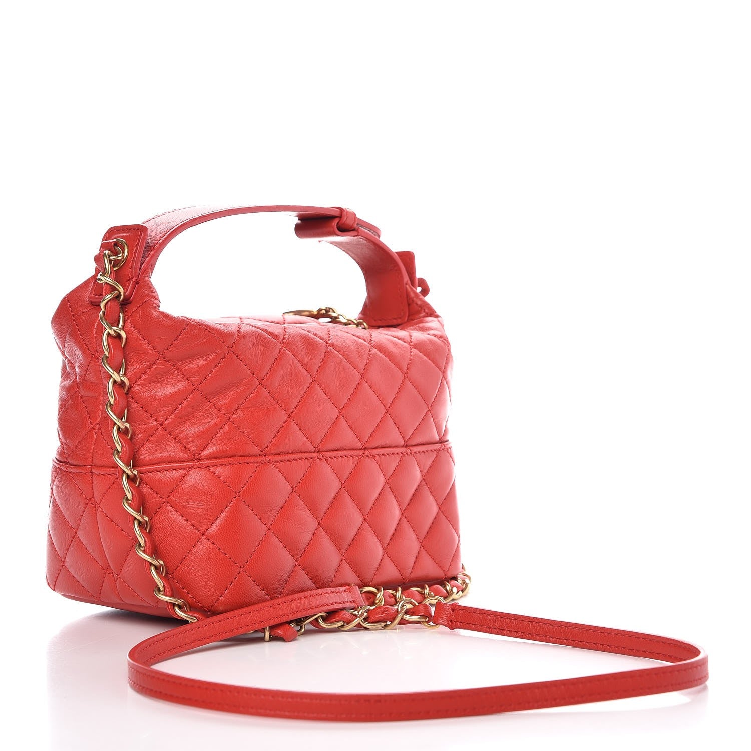 Chanel Lambskin Quilted Hobo Red 4 of 8
