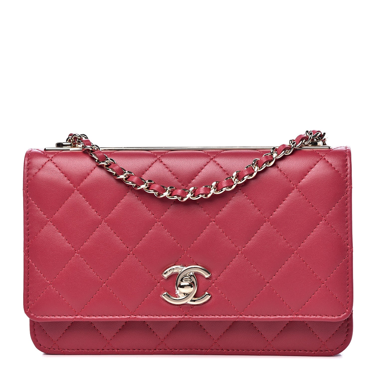 Chanel Lambskin Quilted Trendy CC Wallet On Chain WOC Dark Pink 1 of 13