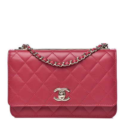 Chanel Lambskin Quilted Trendy CC Wallet On Chain WOC Dark Pink 1 of 13